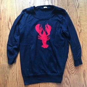 J.Crew Factory Navy & Red lobster teddi sweater